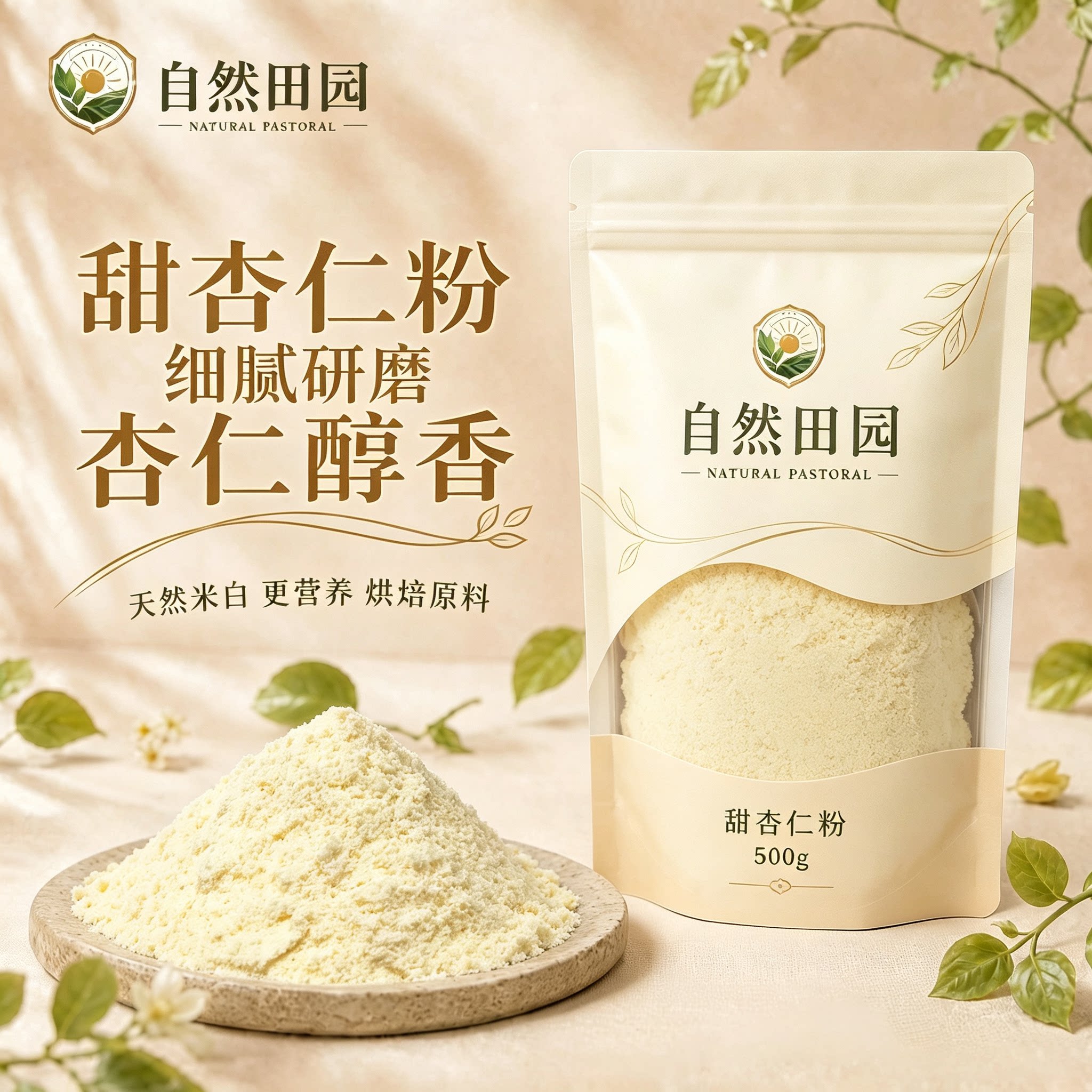 纯杏仁粉官方旗舰店无添加杏仁粉正宗原味新疆南甜杏仁粉烘焙专用
