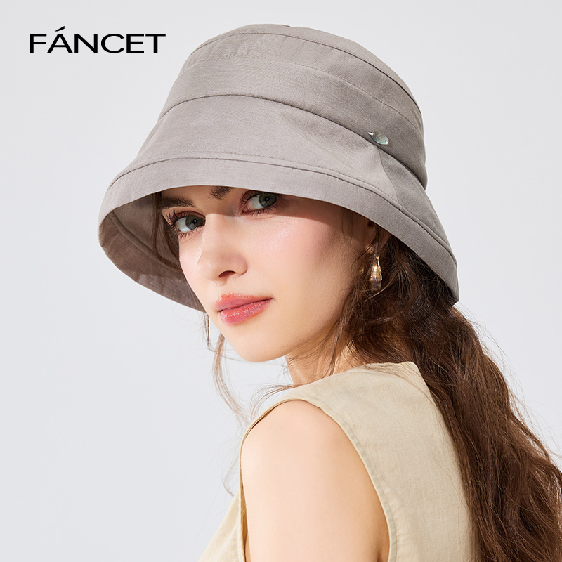 FANCET渔夫帽女夏新款天丝亚麻透气可折叠遮阳户外防晒显脸小盆帽