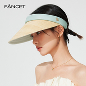 FANCET帽子女春夏季 拉菲草空顶遮阳帽沙滩防紫外线草编防晒太阳帽