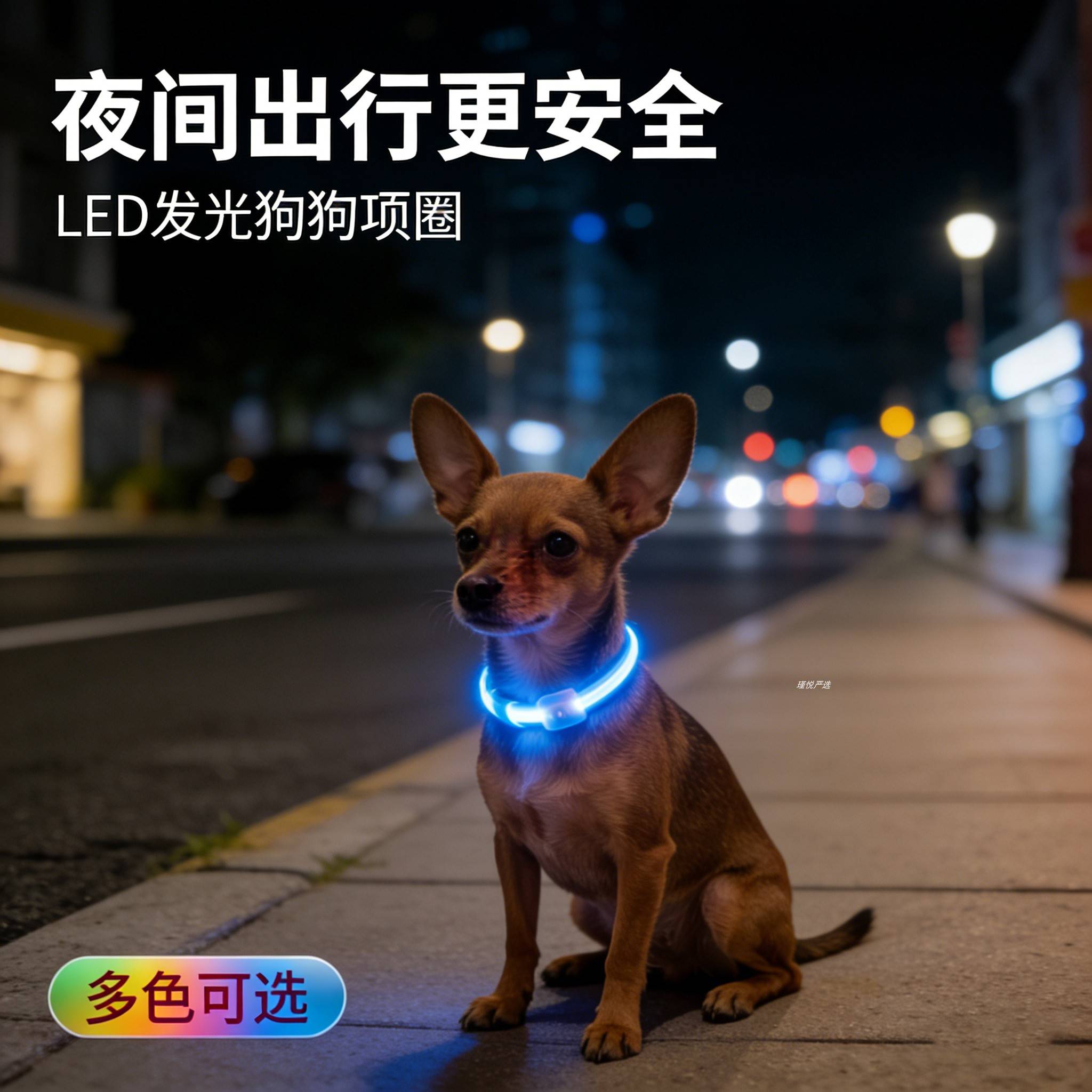 小鹿犬项圈防丢led发光狗宠物用品夜间遛狗USB充电自带反光材质
