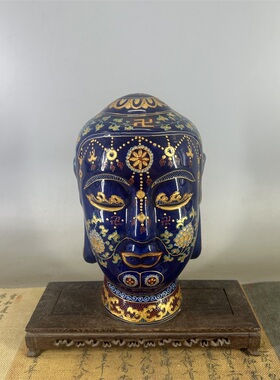 缠枝牡丹仿古描金佛头收藏品瓷器