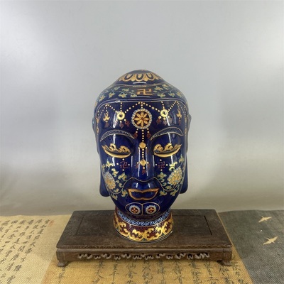 缠枝牡丹仿古描金佛头收藏品瓷器