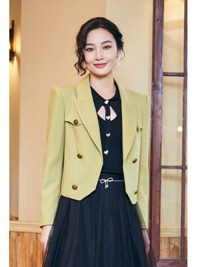 固执新款学院风长袖短款西装短外套女装40333DT08641