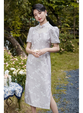 固执2023秋季新款中国风立领提花改良旗袍中长连衣裙98033QP08285