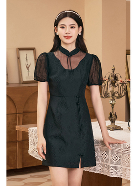 固执夏季新款新中式短袖改良旗袍短款连衣裙00032QP08153