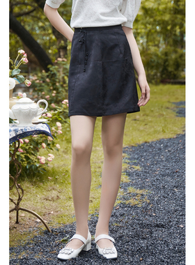 固执2023秋季新款中式提花短款a字半身裙00033BQ08265