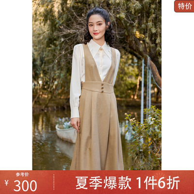 固执2025新款学院风无袖背心格子中长款连衣裙52233LQ08315