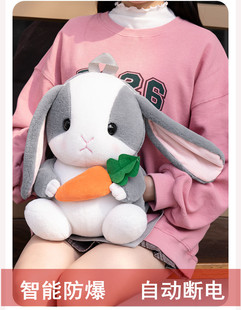 2025新款可爱兔子毛绒热水袋充电式防爆暖手宝背包暖水袋电暖宝宝
