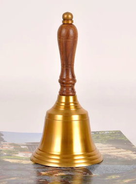 黄铜手摇铃铛复古木柄铃铛餐厅样板间复古装饰摆件印度进口餐铃