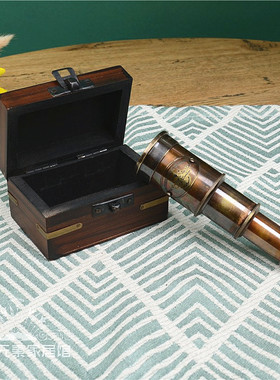 复古做旧望远镜纯铜书房工艺品