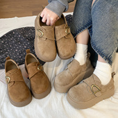 勃肯鞋 女2026新款 春季 娇彤 复古风小个子厚底增高金属扣圆头单鞋