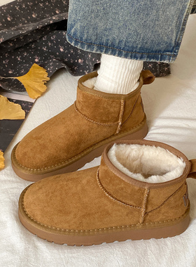 娇彤 平底雪地靴女2026冬季新款加绒加厚防滑短靴保暖东北棉鞋