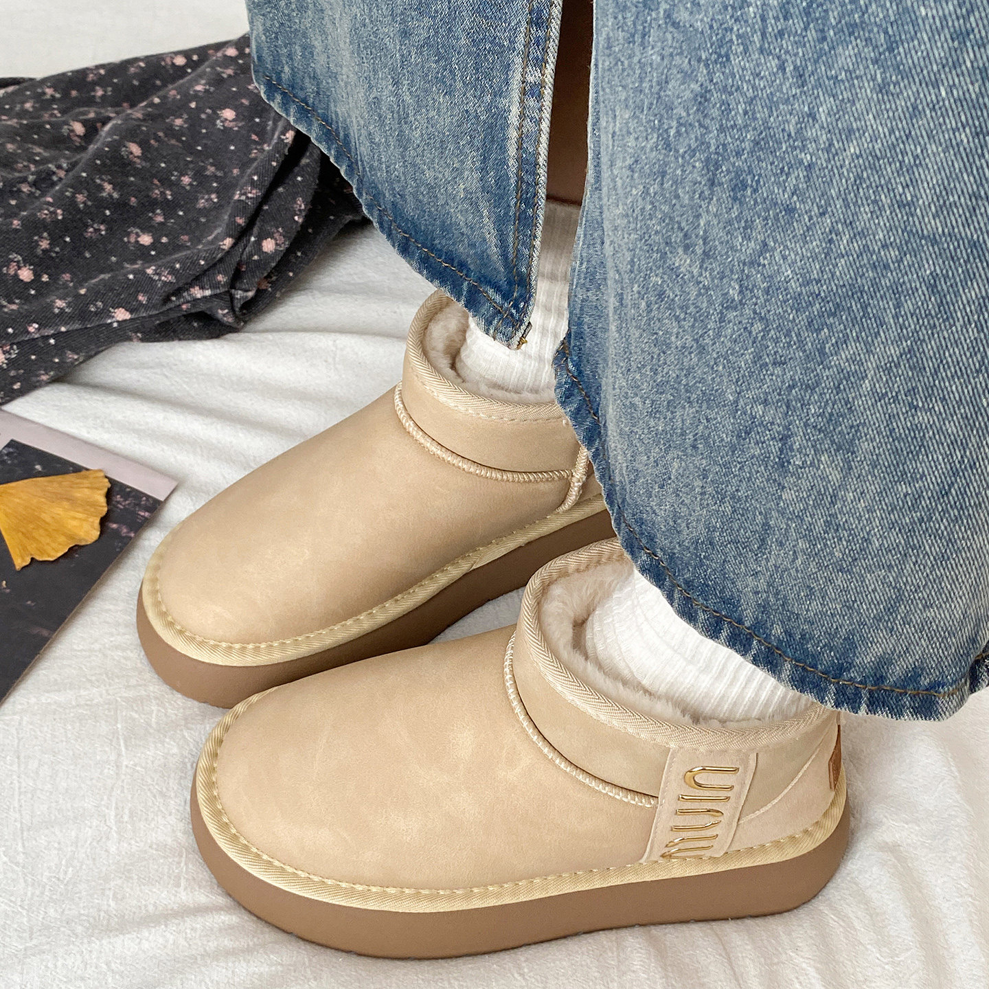 娇彤 厚底雪地靴女2025冬季新款加绒加厚防水防滑面包增高棉鞋,女鞋,时尚雪地靴,淘宝优惠券,粉丝福利购,淘宝优惠卷