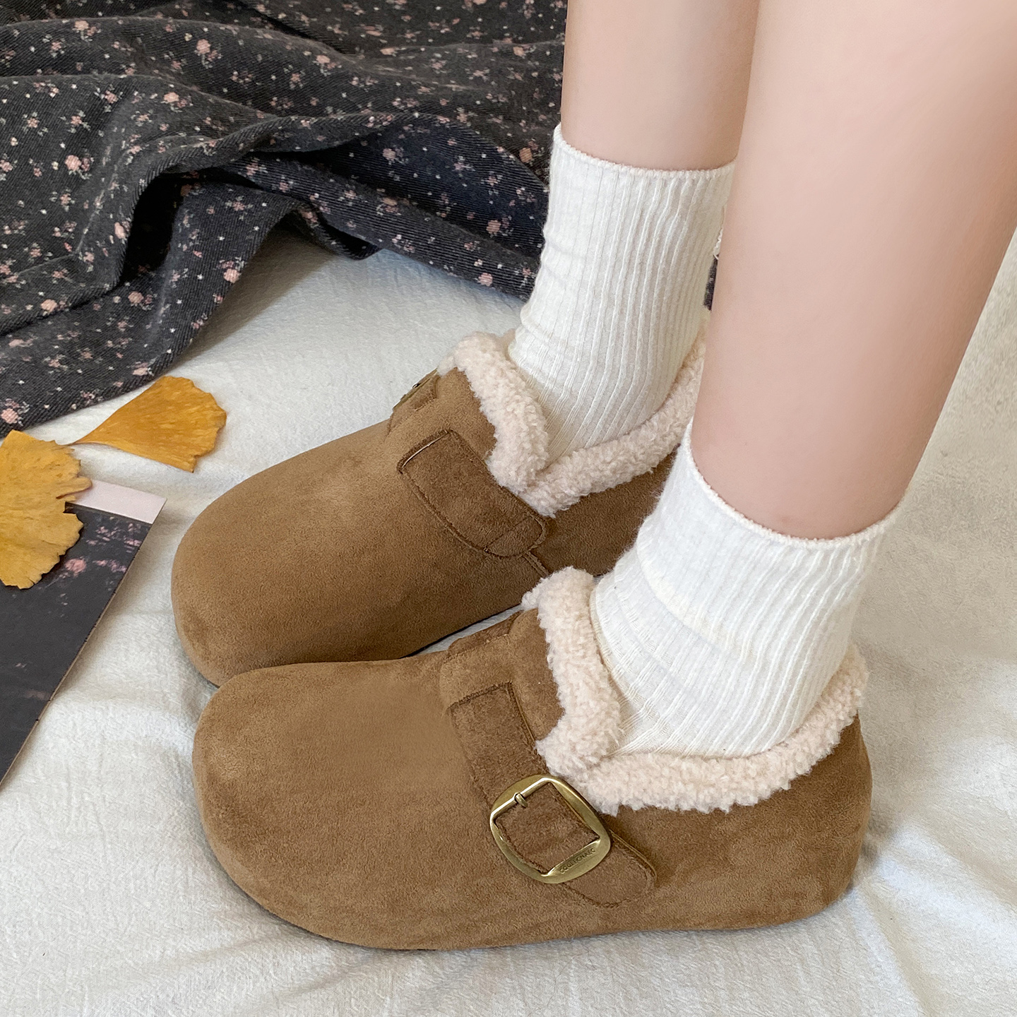 娇彤2025新款加绒全包博肯鞋