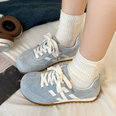 蓝色德训鞋 女2025新款 复古阿甘鞋 娇彤 内增高厚底百搭休闲运动鞋