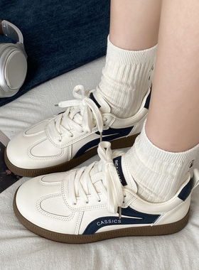 娇彤 休闲德训鞋女厚底内增高系带小白鞋春夏2026新款运动板鞋