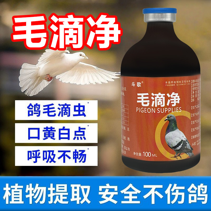 鸽用毛滴净鸽子口黄清毛滴虫喉内白点呼噜甩鼻信鸽赛鸽常备