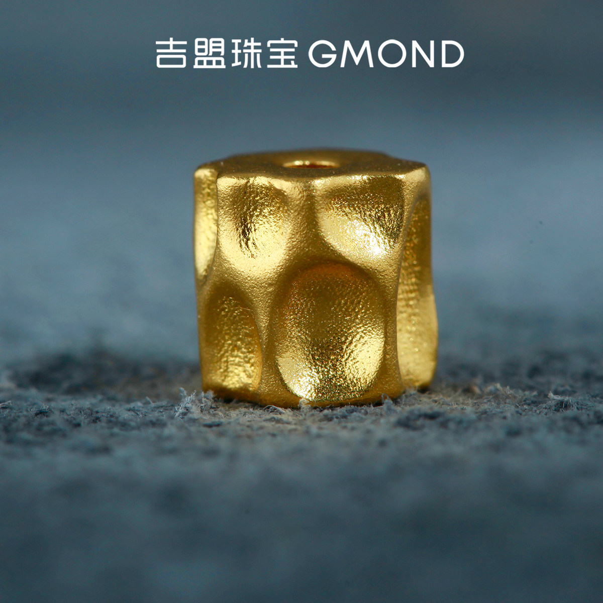 吉盟珠宝999足金文玩直切柏香籽古法黄金厚壁桶珠手串项链108配饰