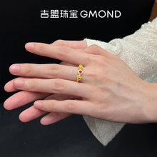 吉盟珠宝5D点钻黄金戒指足金999金刚杵戒国风新中式高级感送女友