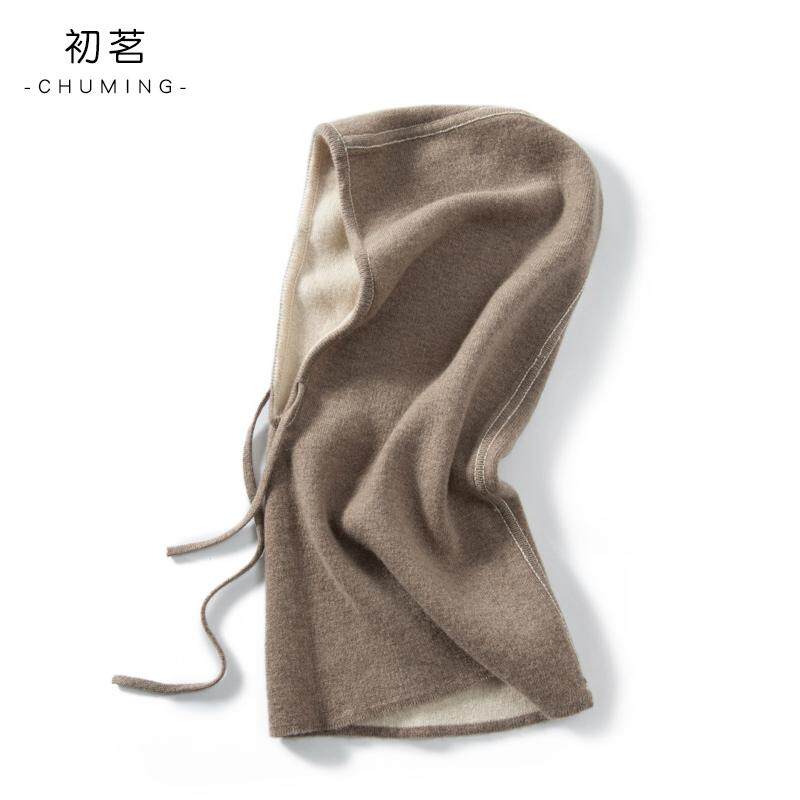 100%山羊绒女士围巾帽子一体两用