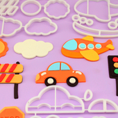 河马泥塘货车巴士飞机小汽车翻糖切模消防车蛋糕装 饰烘焙DIY模具