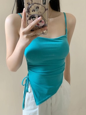 微胖MM泰式多巴胺不规则吊带背心