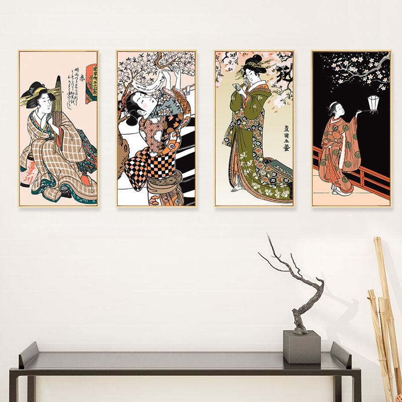 日本装饰画料理店餐馆挂画日式风格壁画榻榻米寿司店浮世绘背景画