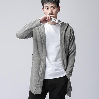 春秋潮流时尚休闲中长款上衣连帽