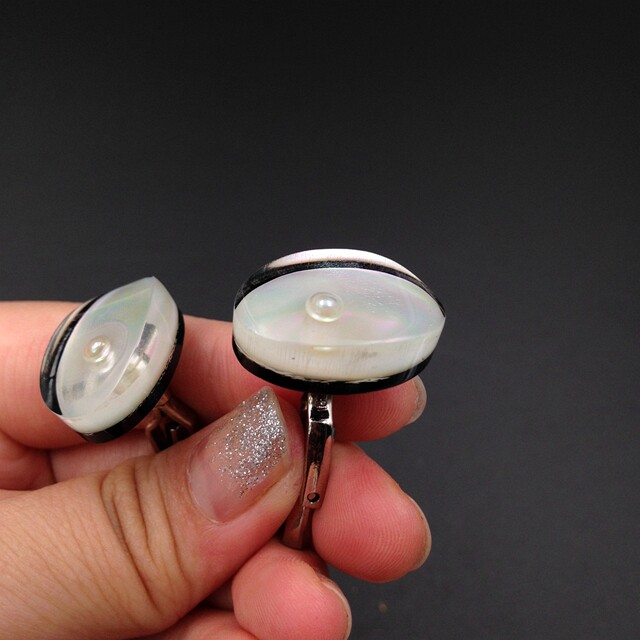 JAPANESE NATURAL SHELL SEA PEARL MENS CUFFLINKS NATURAL PEARL THREE-DIMENSIONAL SHIRT BUTTONS ACCESSORIES COLLECTION