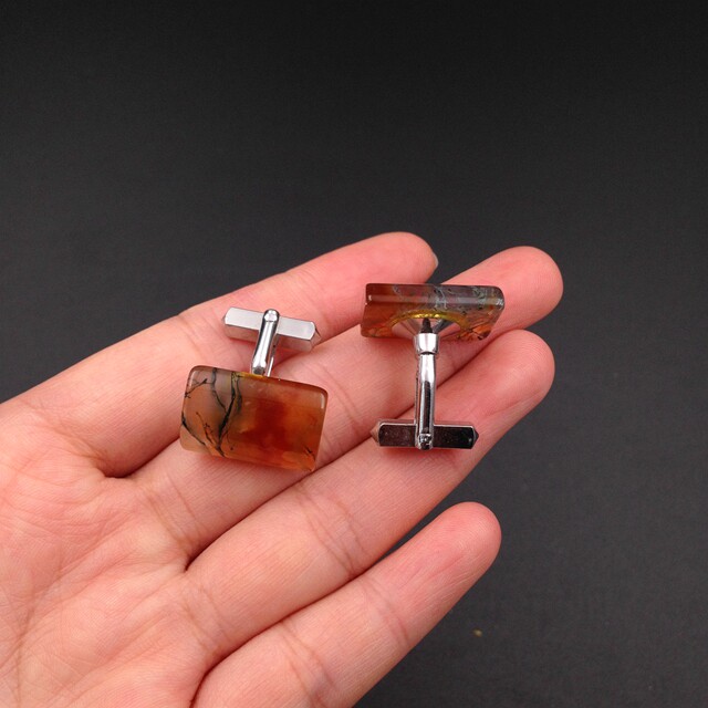 JAPAN SHIZUOKA AGATE G TONE CUFFLINKS CUFFLINKS CUFFLINKS MENS CUFFLINKS CARAMEL COLOR JELLY AGATE