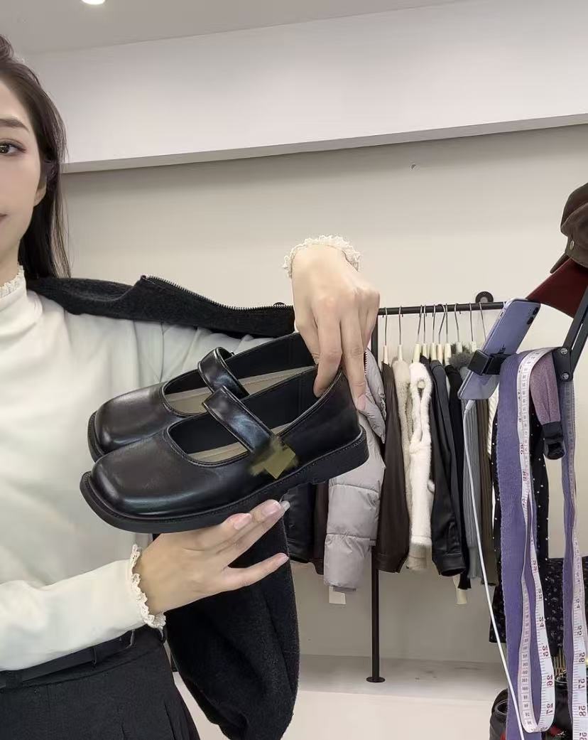 法式平底玛丽珍鞋女新款百搭英伦风小皮软底单鞋