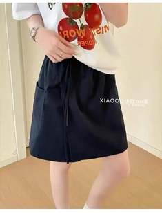 裙女 2025年夏季 新款 百搭休闲松紧腰设计感高腰工装 小众短裤