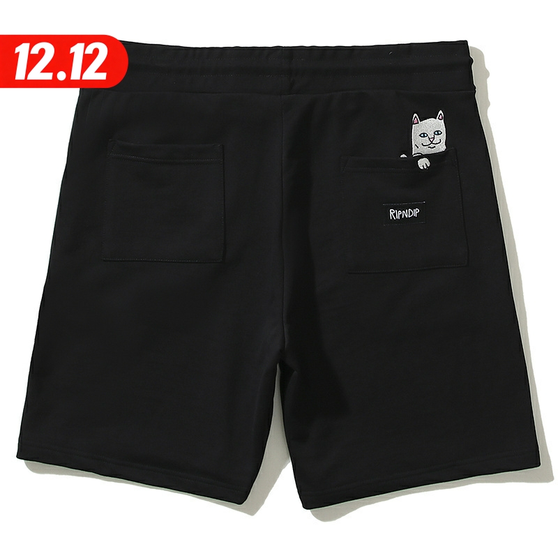 美国潮牌RIPNDIP 贱猫休闲短裤  男女情侣款 LORD经典刺绣口袋猫