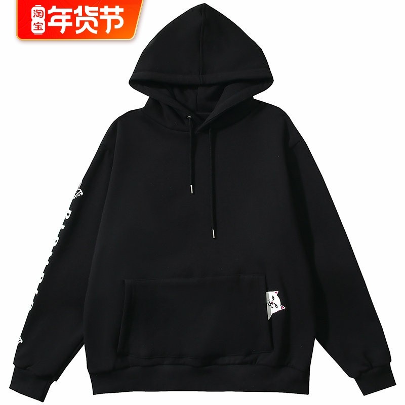 美国潮牌RIPNDIP贱猫卫衣男女同款LORD NERMAL经典口袋猫加绒外套