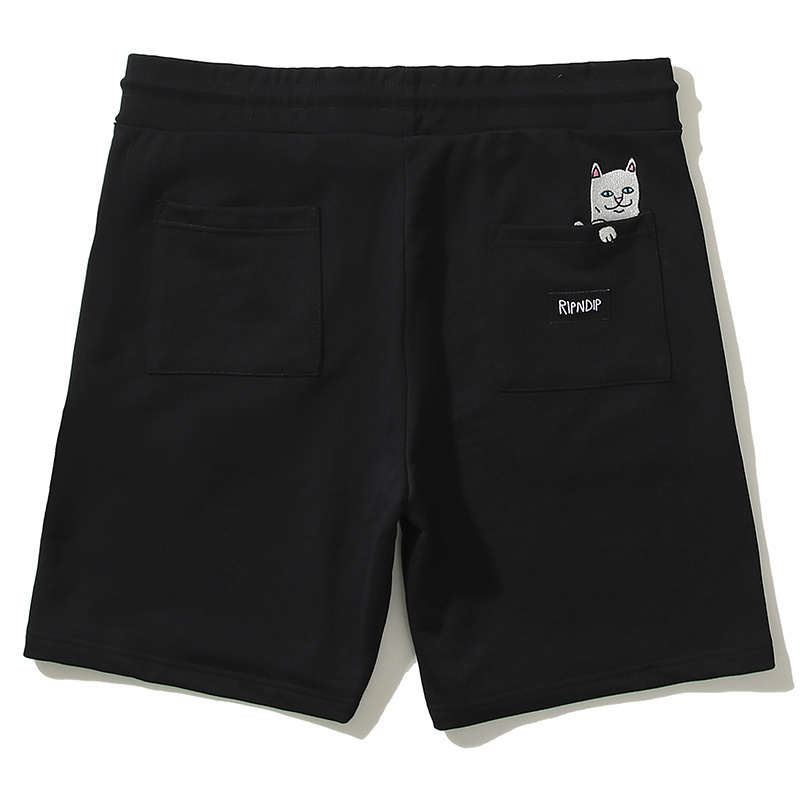 美国潮牌RIPNDIP 贱猫休闲短裤  男女情侣款 LORD经典刺绣口袋猫