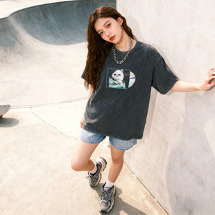 美国潮牌RIPNDIP中指贱猫纯棉短袖 T恤光碟猫水洗做旧男女情侣款