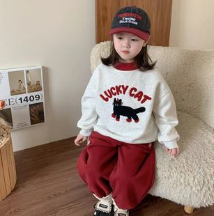 5冬装4女童6加绒加厚卫衣裤两件套装7儿童装8男童9衣服10岁2宝宝3