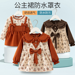 5冬装4女童6外穿防水公主裙儿童装小女孩婴儿围兜罩衣3岁围裙宝宝
