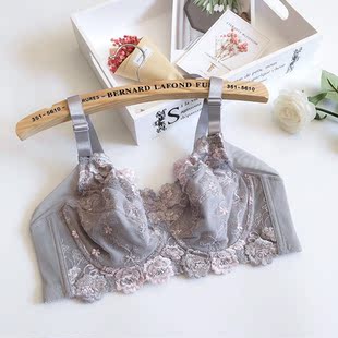 超薄全罩杯大码收副乳文胸薄款无海绵内衣胖mm大罩杯大胸显小胸罩