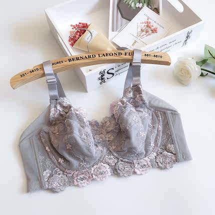 超薄全罩杯大码收副乳文胸薄款无海绵内衣胖mm大罩杯大胸显小胸罩