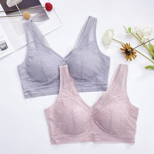 无钢圈收副乳大码无痕内衣女胖mm200斤大胸显小背心式薄款文胸罩