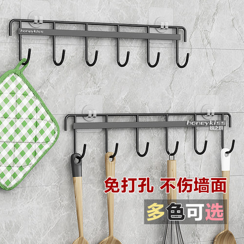 厨房挂钩浴室免打孔入户玄关挂钩置物架挂勺子铲子架卫生间毛巾架