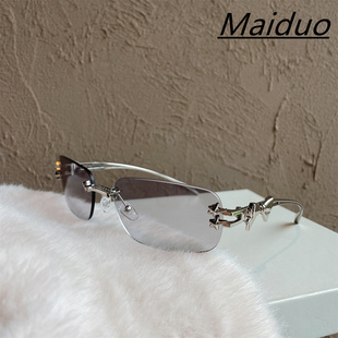 jennie同款墨镜女韩版无边框高级感辣妹Y2K星星水钻装饰太阳眼镜