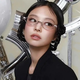 Jennie同款 珠宝系列钻石眼镜框纯欲风凹造型小椭圆平光镜架近视镜