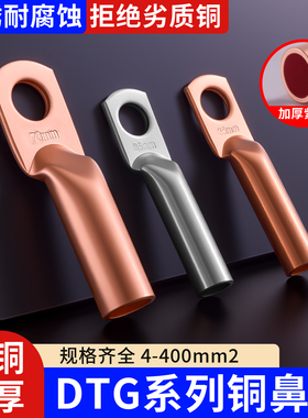 DTG铜鼻子接线端子紫铜接线鼻10/16/25/150/240平方加厚铜线耳
