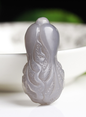 和田玉白菜吊坠女手工立体雕刻俏色冰紫色玉白菜百财毛衣链项链玉