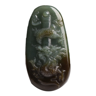 新疆和田玉龙柱吊坠男双色玉龙柱项链女毛衣链挂件把件龙年礼物