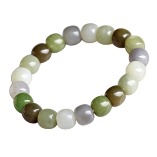 宛玉魂和田玉手链女白玉随形手串男女精美手饰石榴石橄榄片隔珠