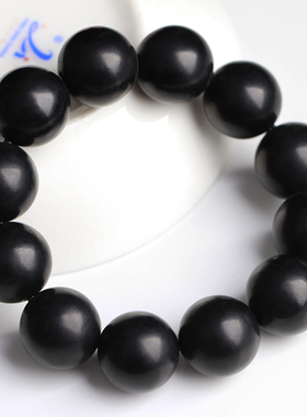 和田玉墨玉手链男聚墨黑圆珠女手链手饰18mm手串