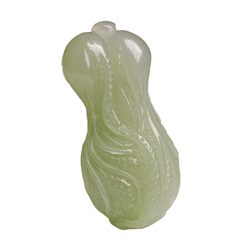 手工雕刻和田玉白菜吊坠翠青玉坠